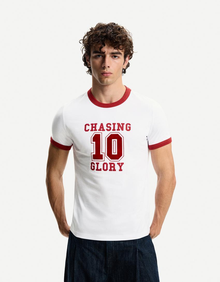 Camiseta manga corta rib contraste